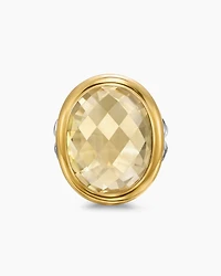 Albion® Oval Ring Sterling Silver with 18K Yellow Gold and Champagne Citrine, 21mm