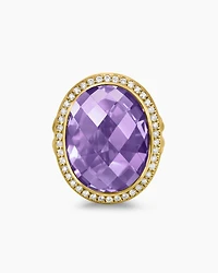 Albion® Oval Ring 18K Yellow Gold with Amethyst and Diamonds, 21mm