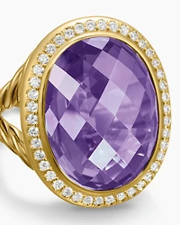 Albion® Oval Ring 18K Yellow Gold with Amethyst and Diamonds, 21mm