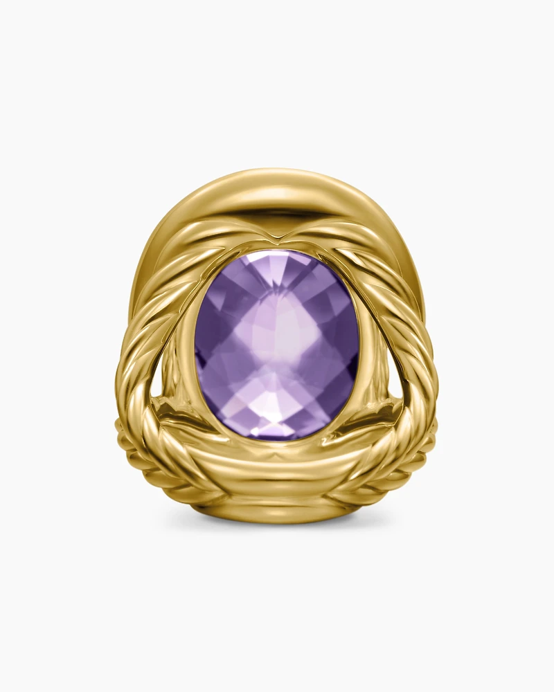 Albion® Oval Ring 18K Yellow Gold with Amethyst and Diamonds, 21mm