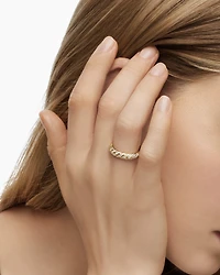Sculpted Cable Band Ring 18K Yellow Gold with Diamonds