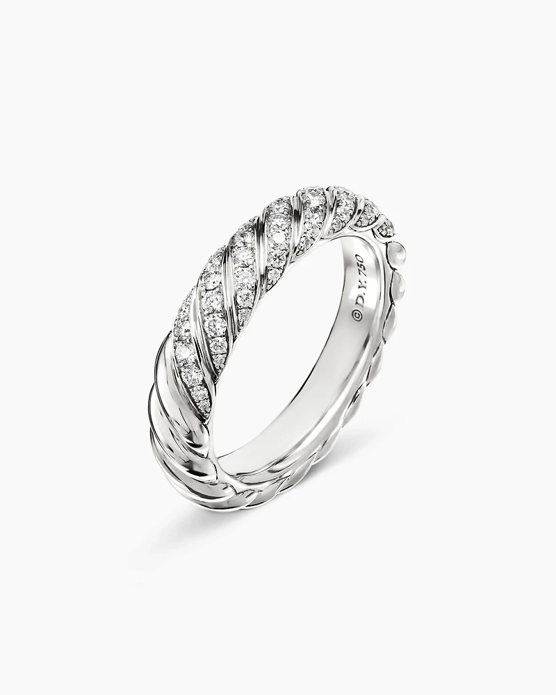 Sculpted Cable Band Ring 18K Gold with Diamonds