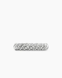 Sculpted Cable Band Ring 18K Gold with Diamonds