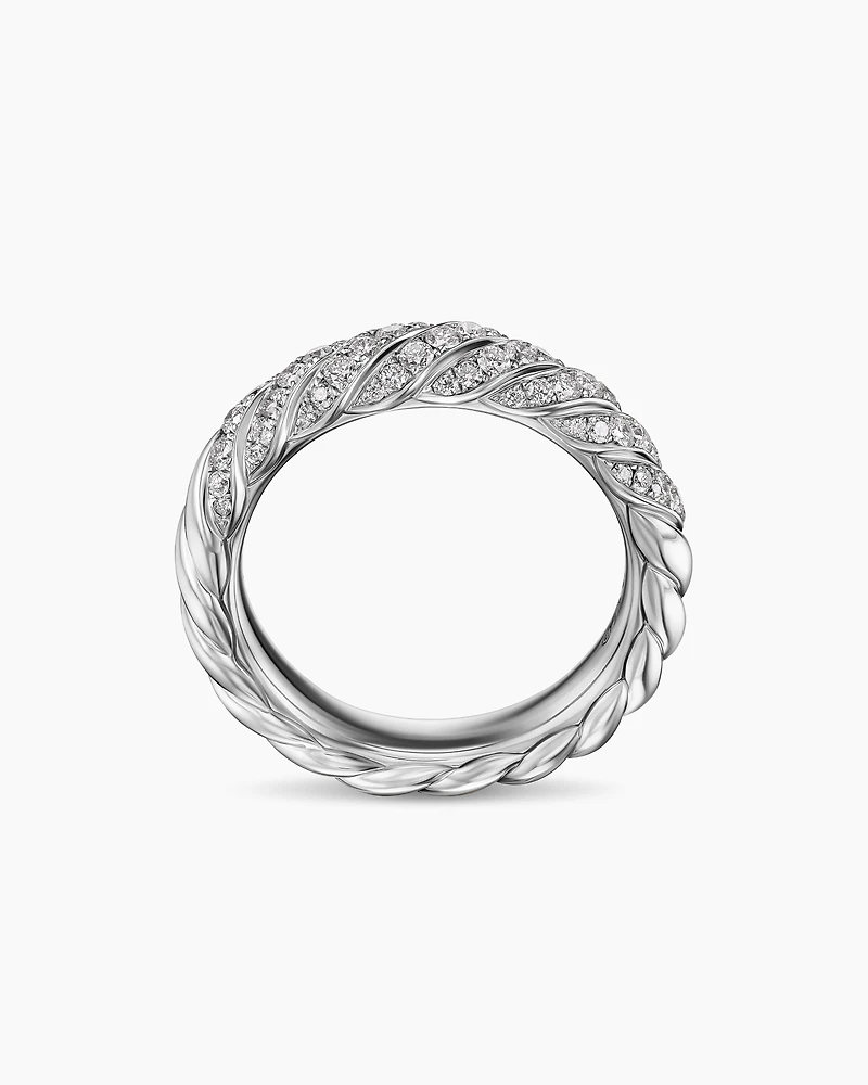 Sculpted Cable Band Ring 18K Gold with Diamonds