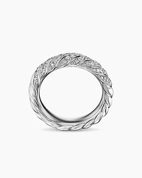Sculpted Cable Band Ring 18K Gold with Diamonds