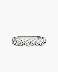 Sculpted Cable Band Ring 18K Gold with Diamonds