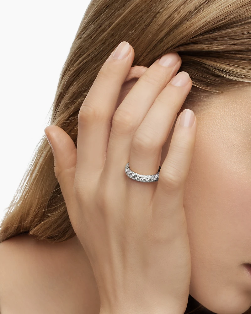 Sculpted Cable Band Ring 18K Gold with Diamonds