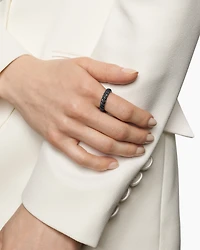 Sculpted Cable Band Ring Black Titanium with Diamonds, 4.5mm