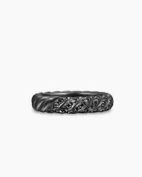 Sculpted Cable Band Ring Black Titanium with Diamonds, 4.5mm