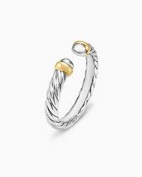 Petite Cable Ring Sterling Silver with 14K Yellow Gold, 3.4mm