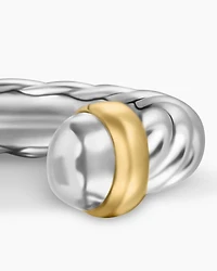 Petite Cable Ring Sterling Silver with 14K Yellow Gold, 3.4mm