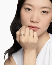 Petite Cable Ring Sterling Silver with 14K Yellow Gold, 3.4mm