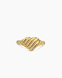Sculpted Cable Heart Pinky Ring 18K Yellow Gold, 9mm