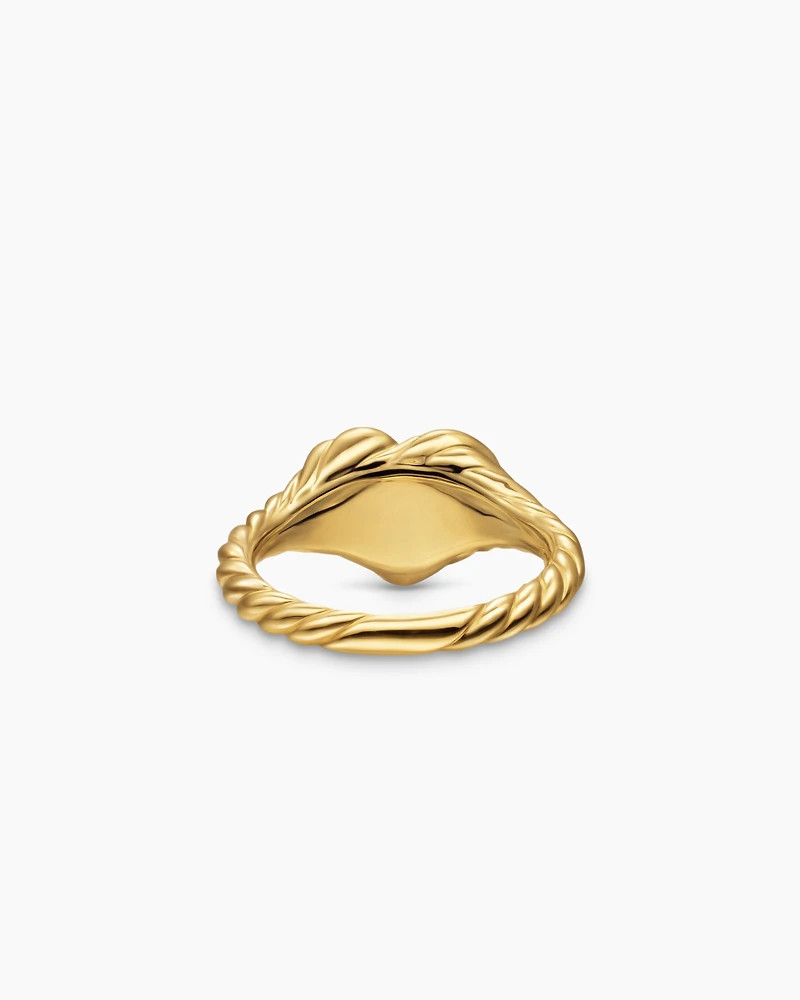 Sculpted Cable Heart Pinky Ring 18K Yellow Gold, 9mm