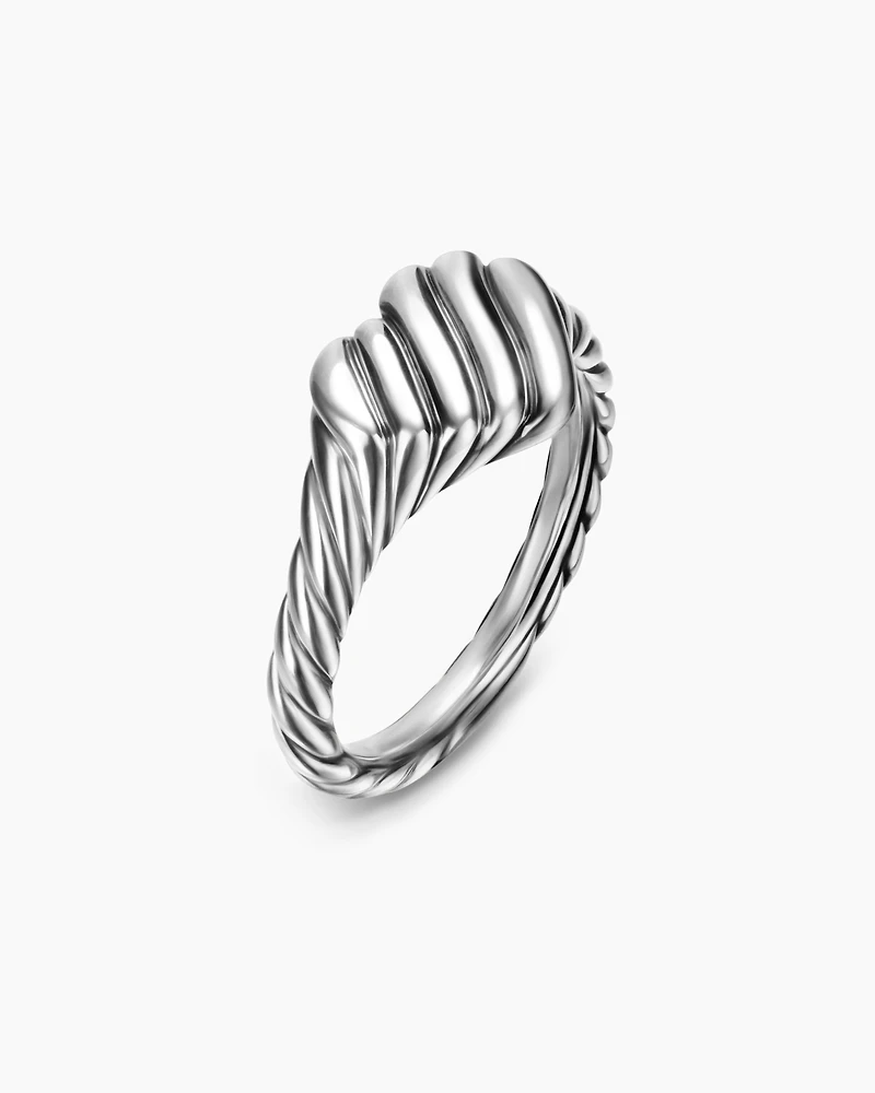 Sculpted Cable Heart Pinky Ring Sterling Silver, 9mm