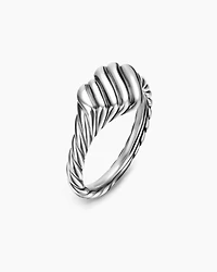 Sculpted Cable Heart Pinky Ring Sterling Silver, 9mm