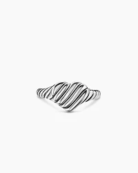 Sculpted Cable Heart Pinky Ring Sterling Silver, 9mm