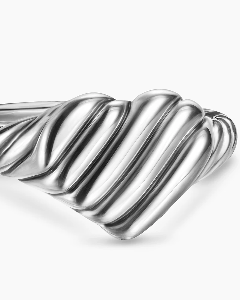 Sculpted Cable Heart Pinky Ring Sterling Silver, 9mm