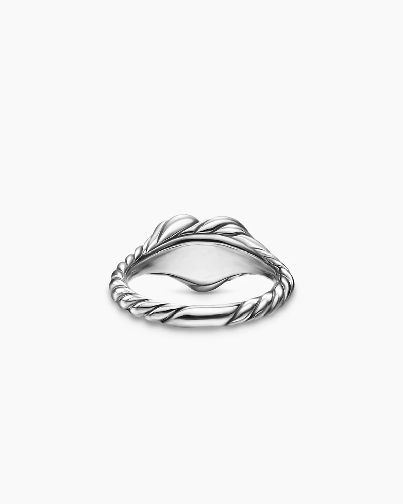 Sculpted Cable Heart Pinky Ring Sterling Silver, 9mm