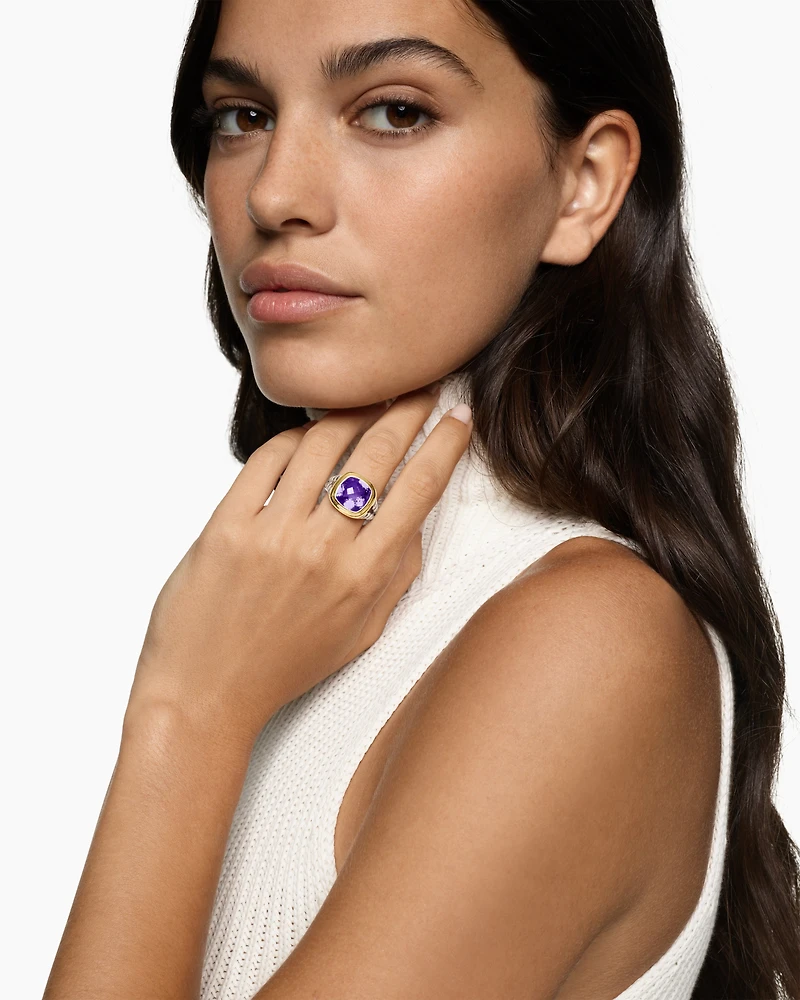Albion® Ring Sterling Silver with 18K Yellow Gold and Amethyst