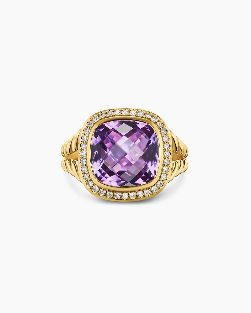 Albion® Ring 18K Yellow Gold with Amethyst and Diamonds
