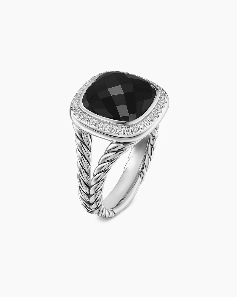 Albion® Ring Sterling Silver with Black Onyx and Diamonds