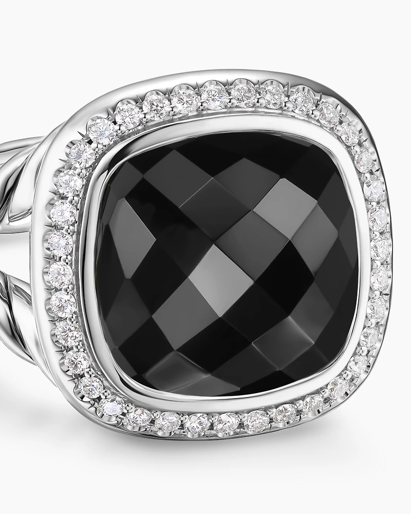 Albion® Ring Sterling Silver with Black Onyx and Diamonds