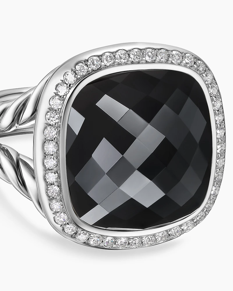 Albion® Ring Sterling Silver with Black Onyx and Diamonds