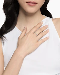Petite Cable Ring Sterling Silver with 14K Yellow Gold and Centre Diamond, 2.8mm