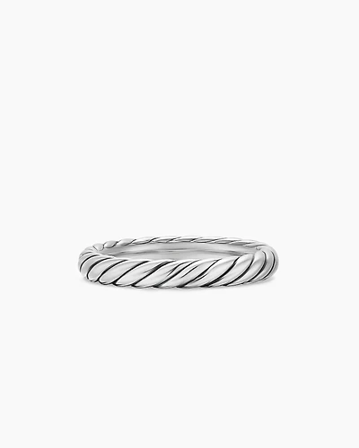 Cable Band Ring Sterling Silver, 3.4mm
