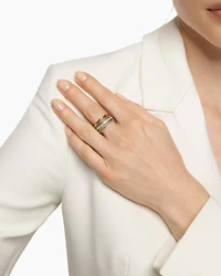 Crossover Five Row Ring Sterling Silver with 18K Yellow Gold and Diamonds, 11mm
