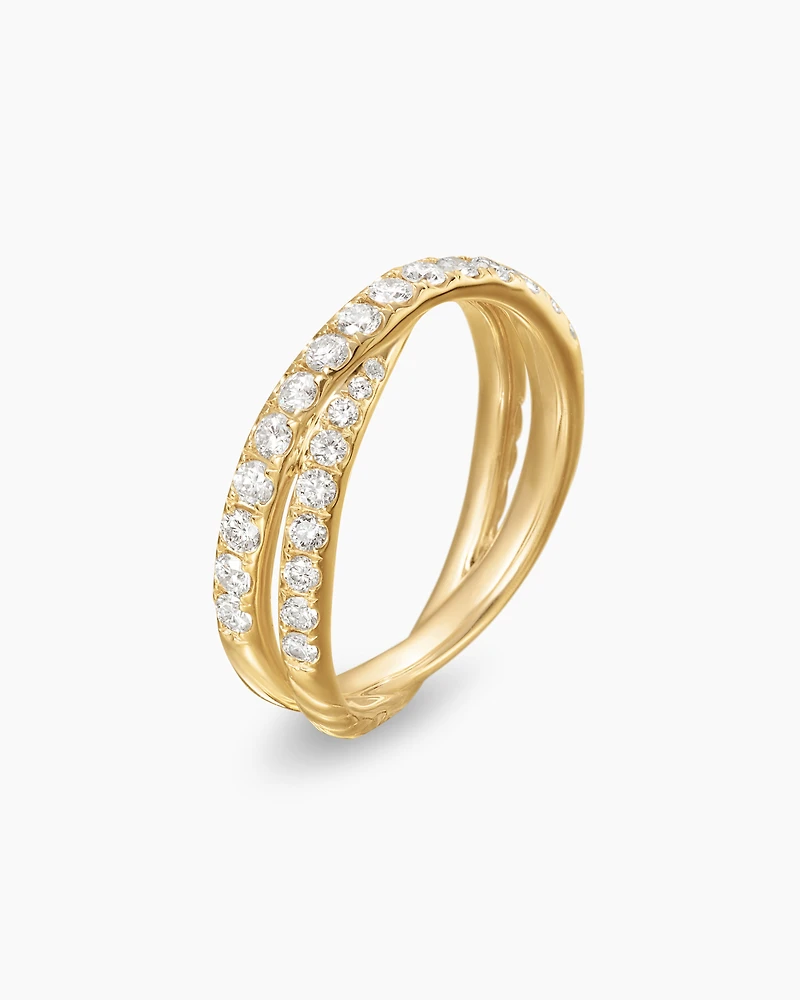 Pavé Crossover Ring 18K Yellow Gold with Diamonds