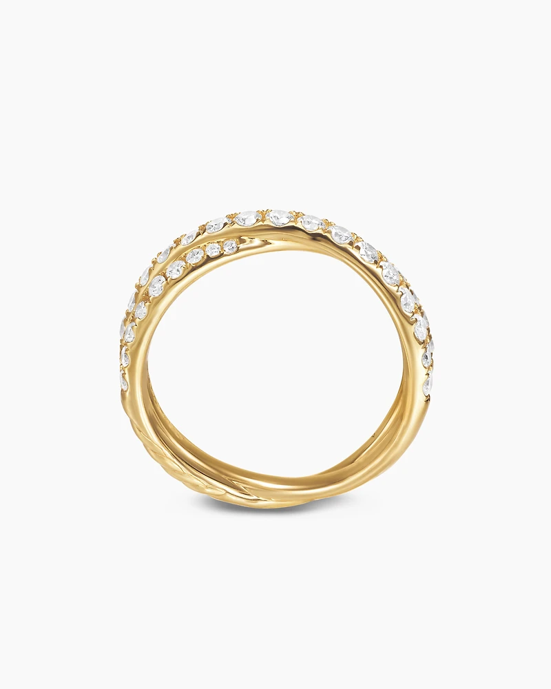 Pavé Crossover Ring 18K Yellow Gold with Diamonds
