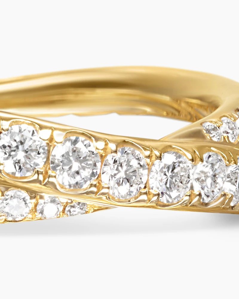 Pavé Crossover Ring 18K Yellow Gold with Diamonds