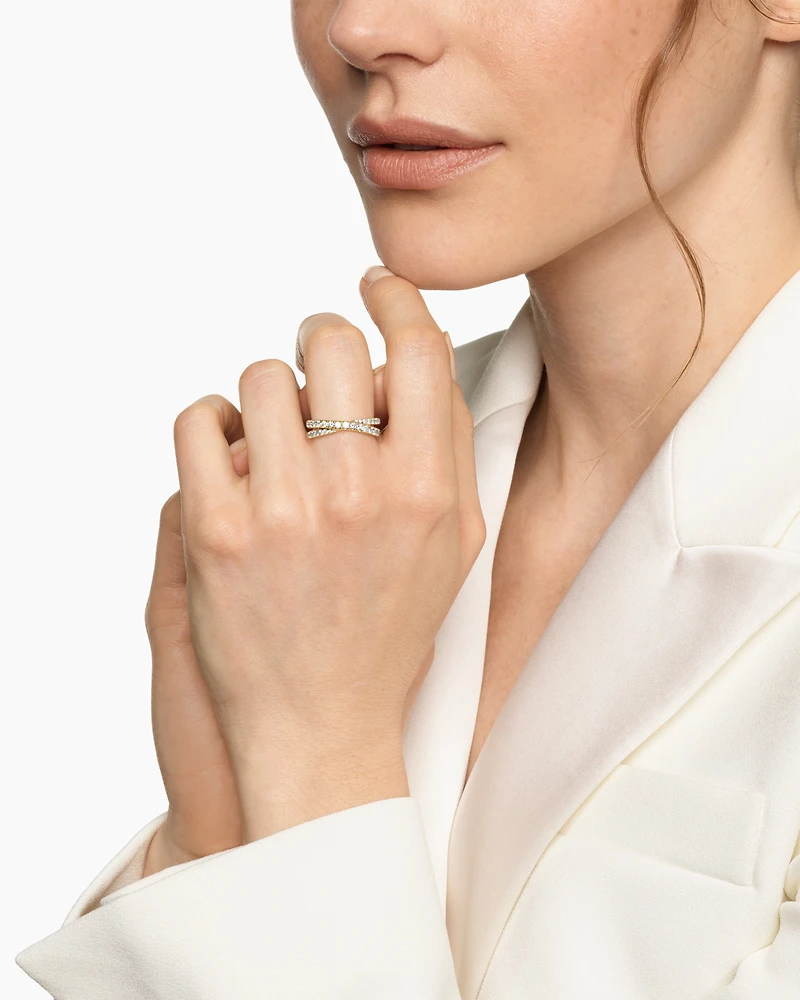Pavé Crossover Ring 18K Yellow Gold with Diamonds