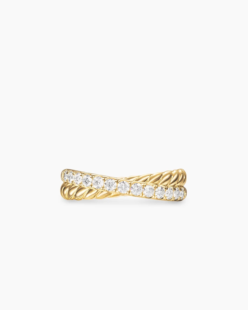 Crossover Two Row Ring 18K Yellow Gold with Diamonds