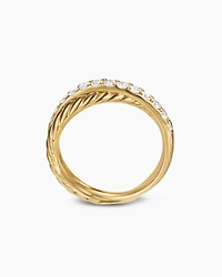 Crossover Two Row Ring 18K Yellow Gold with Diamonds