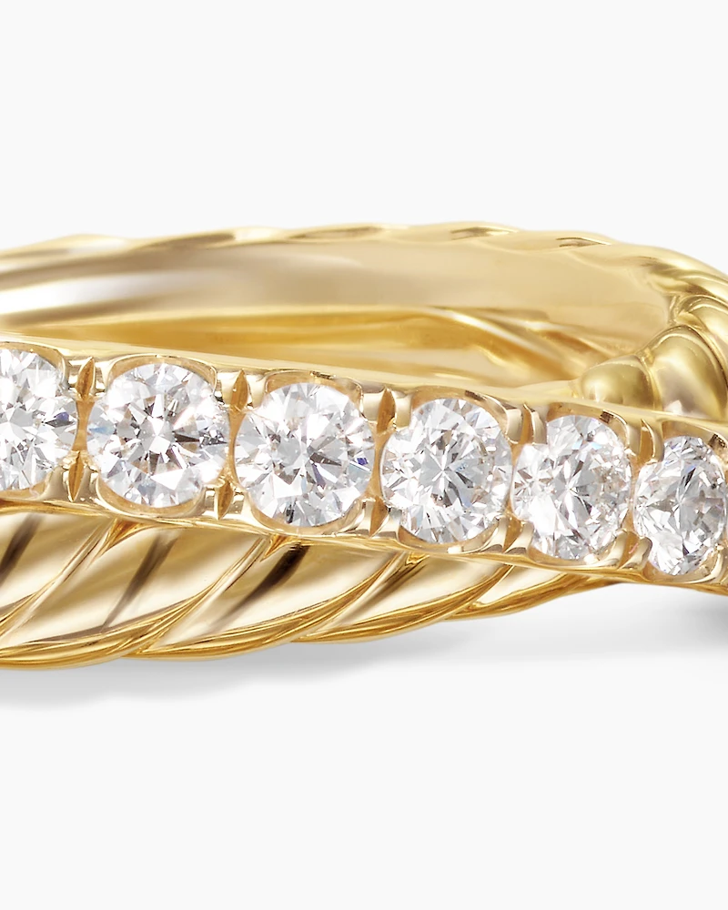 Crossover Two Row Ring 18K Yellow Gold with Diamonds