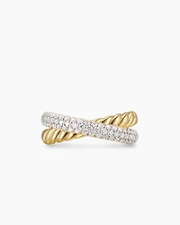 Crossover Two Row Ring 18K Yellow Gold with Diamonds