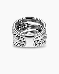 Crossover Five Row Ring Sterling Silver, 17.5mm