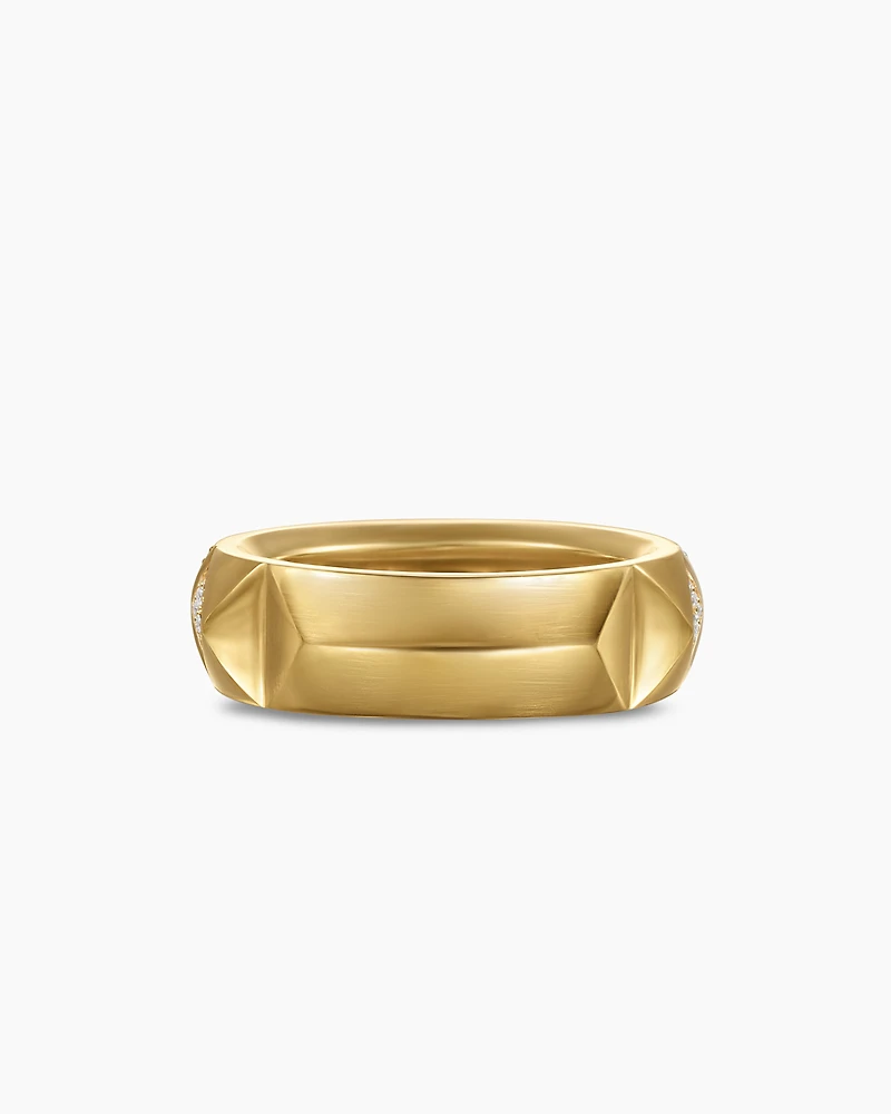 Pyramid Band Ring 18K Yellow Gold with Diamonds