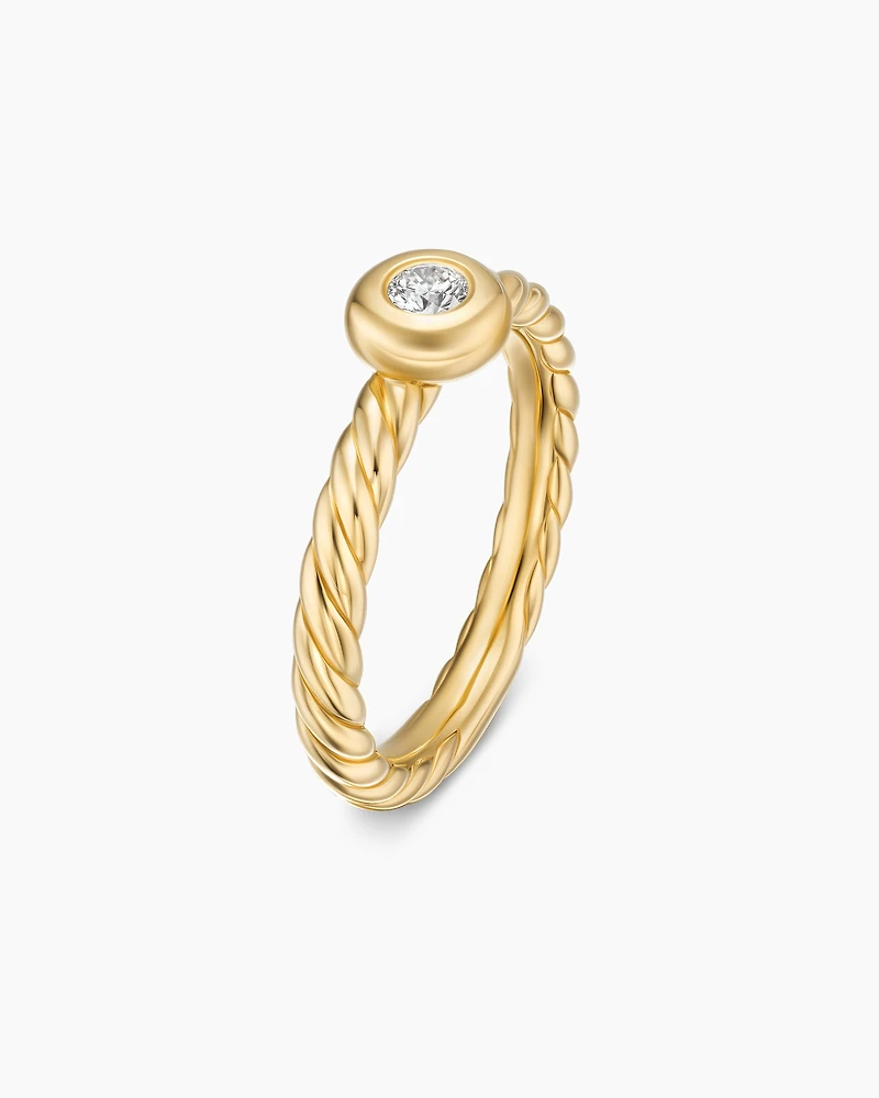Petite Cable Ring 18K Yellow Gold with Center Diamond, 2.8mm