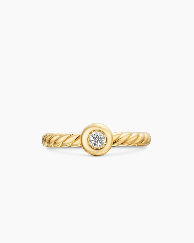 Petite Cable Ring 18K Yellow Gold with Center Diamond, 2.8mm