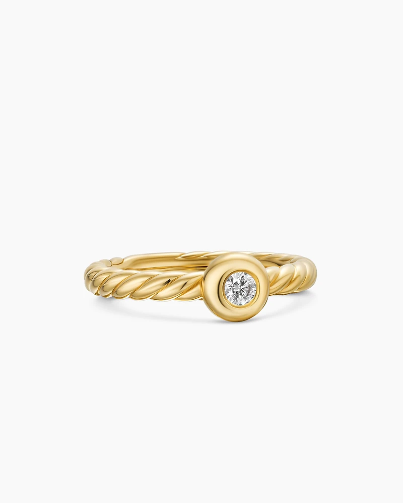 Petite Cable Ring 18K Yellow Gold with Center Diamond, 2.8mm