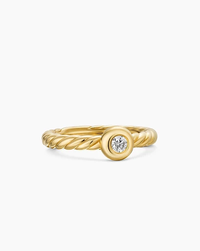 Petite Cable Ring 18K Yellow Gold with Center Diamond, 2.8mm