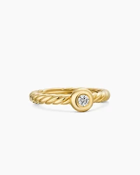 Petite Cable Ring 18K Yellow Gold with Center Diamond, 2.8mm