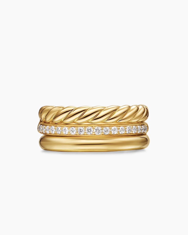 DY Mercer® Three Row Ring 18K Yellow Gold with Diamonds, 8.9mm