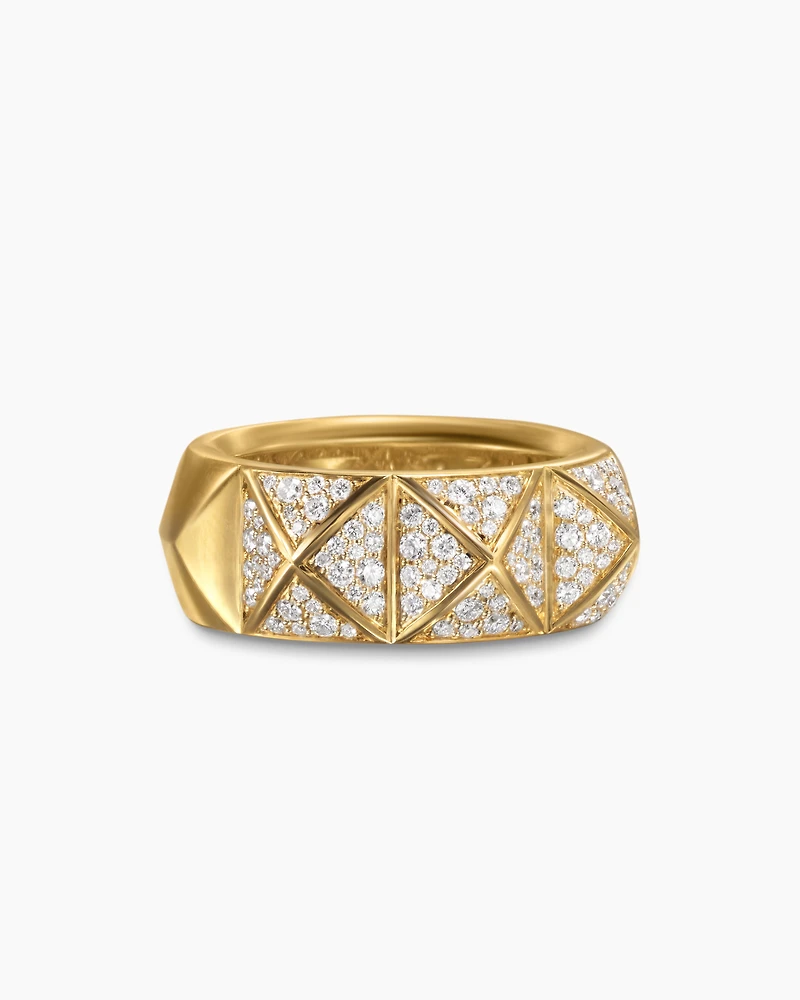 Pyramid Band Ring 18K Yellow Gold with Diamonds