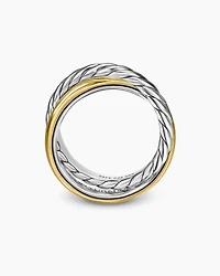 Crossover Two Row Rotating Ring Sterling Silver with 14K Yellow Gold, 7mm