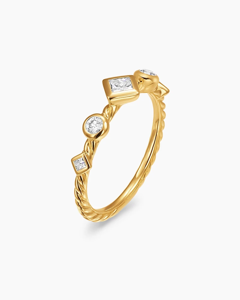Petite Modern Renaissance® Band Ring 18K Yellow Gold with Diamonds, 6.4mm